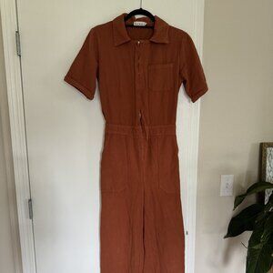 LACAUSA 100% cotton Utility Straight Leg Overall Jumpsuit XS